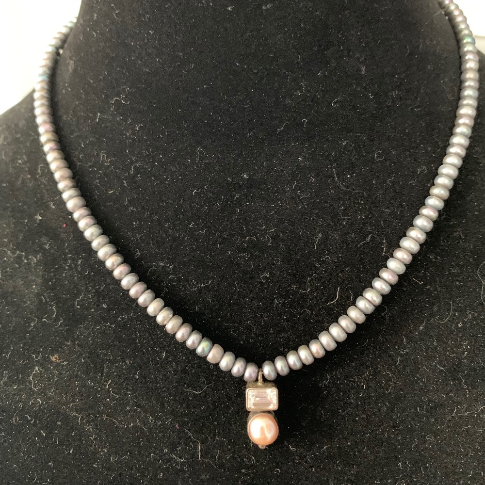 Beaded diamond & pearl necklace